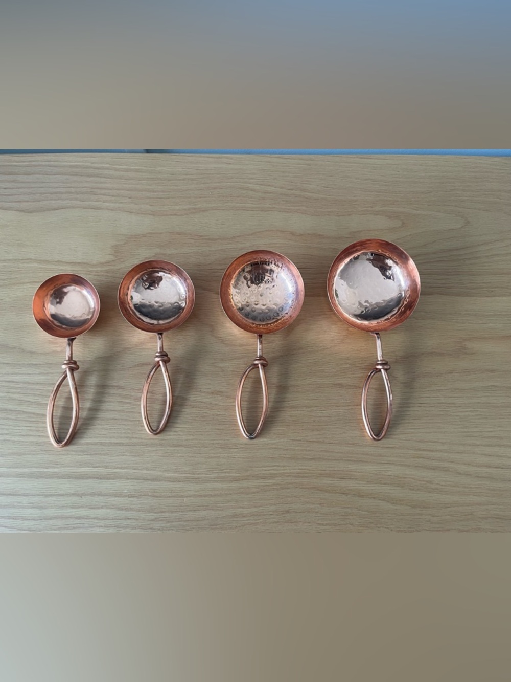 Lux B Co. Copper Measuring Spoon Set - Hammered Copper Serving Utensils